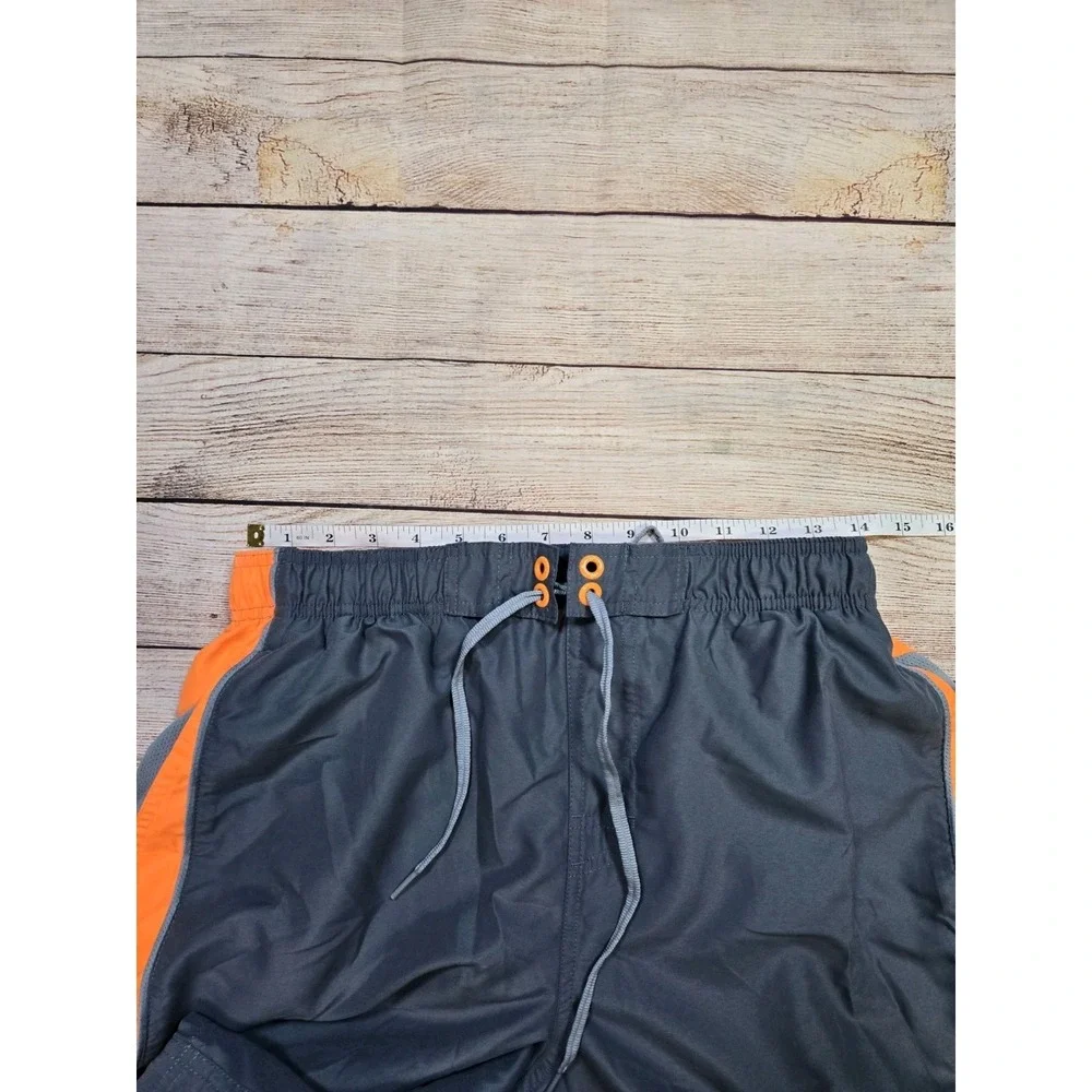 Men's Nike swim trunks Size‎ Large Gray Orange performance swimming Tie Front